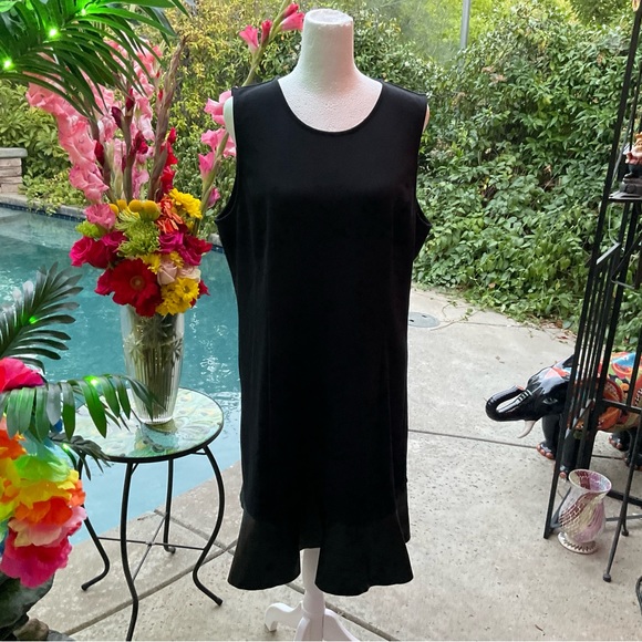 Michael Kors NWT $140 Macy’s Sz XL black faux leather hem Dress ⭐️ - Picture 1 of 6